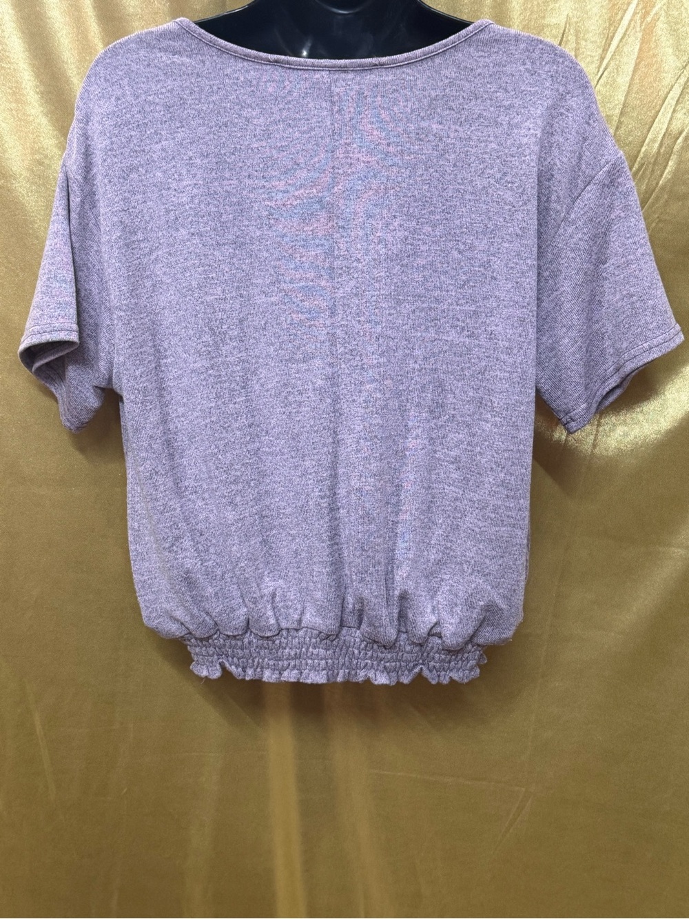 Hyfve Purple Knit Short Sleeve Smocked Hem Top Size Small - Picture 8 of 15
